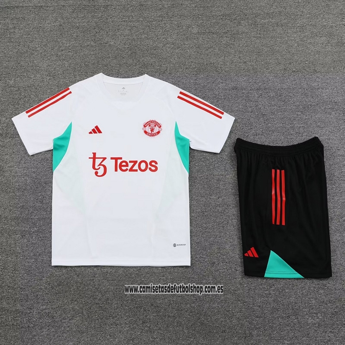 Chandal del Manchester United 23-24 Manga Corta Blanco - Pantalon Corto